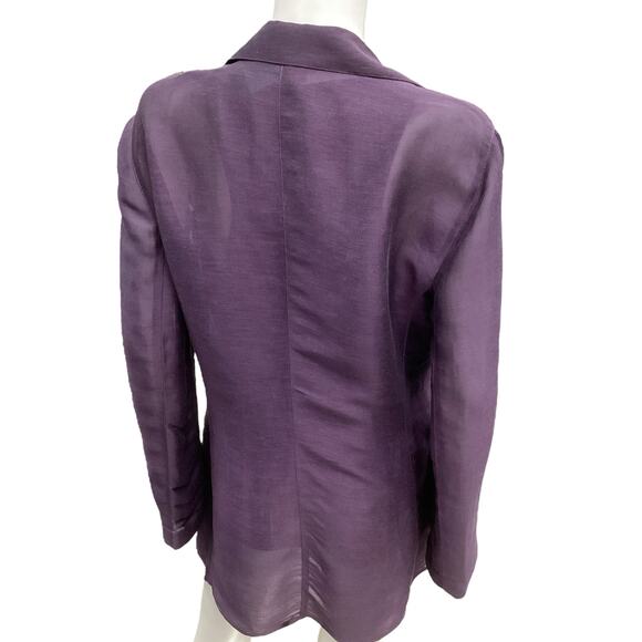 Emporio Armani 2 Piece Set Women’s Size 14 Top+Blazer Linen Rayon Blend Purple - Picture 4 of 9